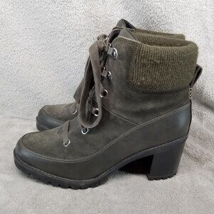 UGG Shoes Womens Size 9 Redwood Olive Green Lace Up Chunky Heel Lace Up Boots